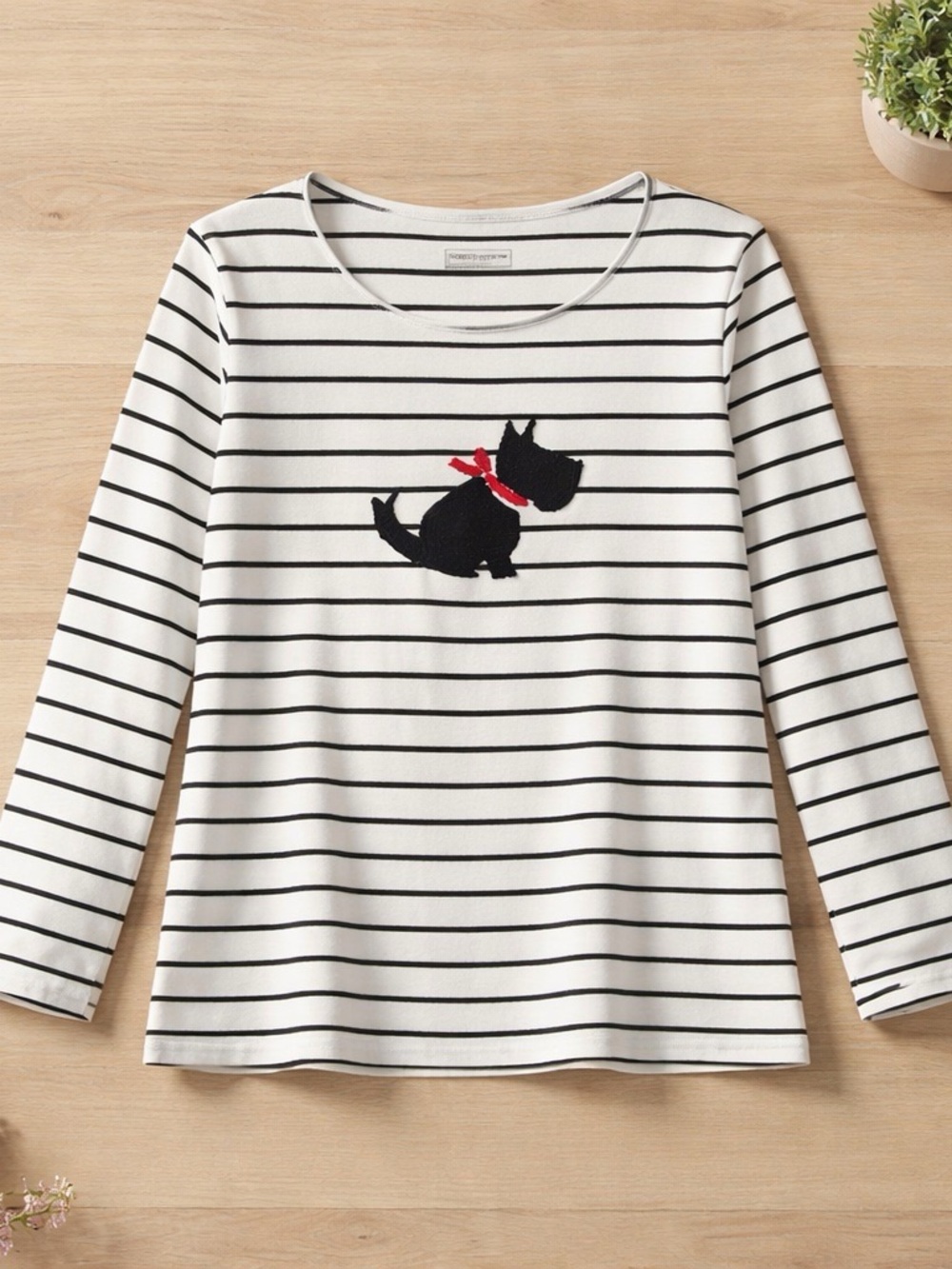 Charter Club Black & White Striped Knit Top